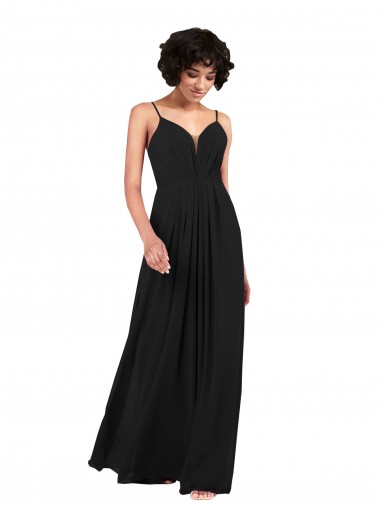 Cheap Simple V-Neckline Chiffon Formal Bridesmaid Dress with Pleated Skirt Perth