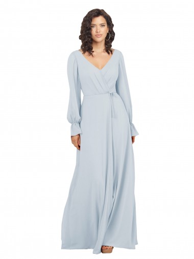 Cheap Long Sleeve Chiffon Bridesmaid Dress with Bow Detail Perth