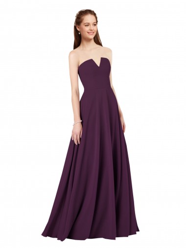 Cheap Strapless Chiffon Bridesmaid Dress with Notched Neckline Perth