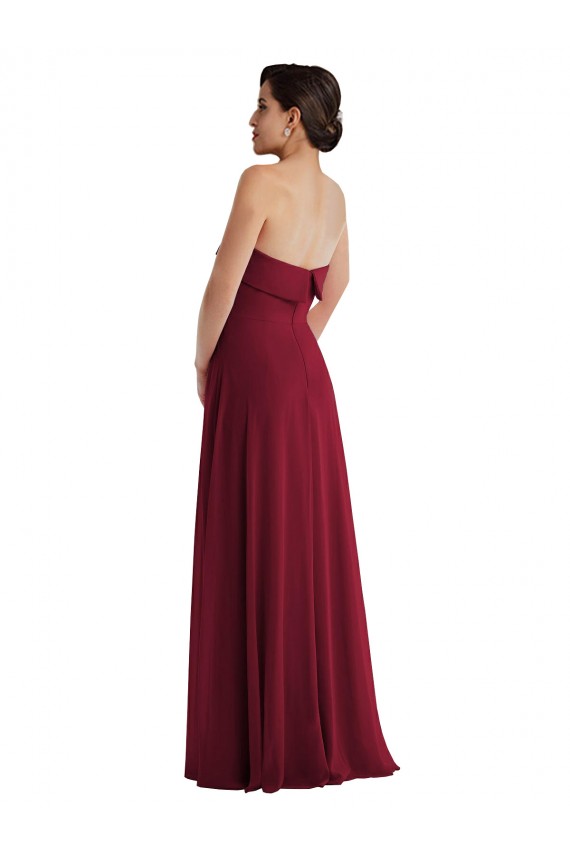 Cuffed Strapless Maxi Formal Bridesmaid Dress with Front Slit