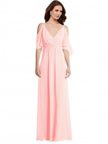 Cheap Cold Shoulder Draped Wrap Maxi Bridesmaid Dress Perth