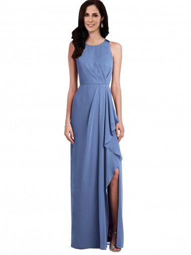Cheap Sleeveless Chiffon Bridesmaid Dress with Draped Front Slit Perth