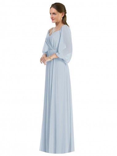 Cheap Off the Shoulder Puff Sleeve Maxi Formal Bridesmaid Dress with Front Slit Perth