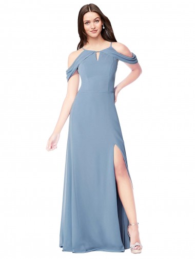 Cheap High Neck Chiffon Bridesmaid Dress with Draped Sleeves Perth