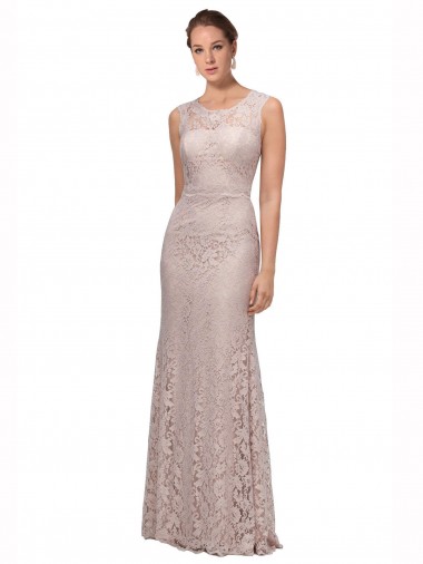 Cheap Long Sleeveless All Lace Bridesmaid Dress / Prom Dress with Scoop Neckline Perth