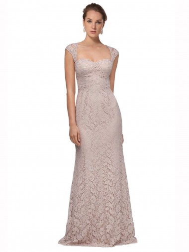 Cheap Sweetheart Neckline Cap Sleeves Lace Bridesmaid Dress / Prom Dress with Twist Perth