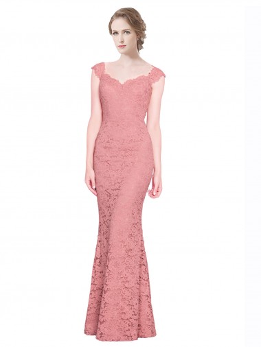 Cheap Sweetheart Mermaid Long Lace Bridesmaid Dress / Prom Dress with Wide Straps Perth