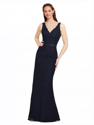 Cheap Lace Bridesmaid Dress with Satin Waistband and Open Back Perth