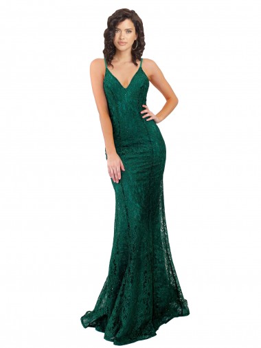 Cheap Black Tie Sleek Fishtail Shaped Long Lace Bridesmaid Dress / Prom Dress Perth
