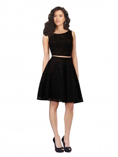 Cheap Two Piece Short Lace Cocktail Bridesmaid Dress with Jewel Neckline Perth