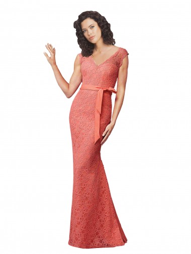 Cheap Mermaid Long V-Neck Lace Bridesmaid Dress with Open Back Perth