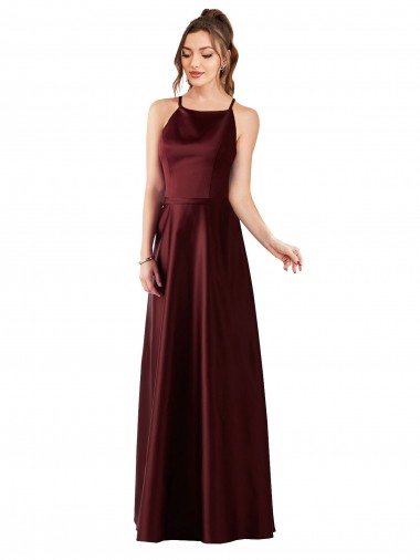 Cheap Sleek Satin Bridesmaids Dress with Pockets Perth