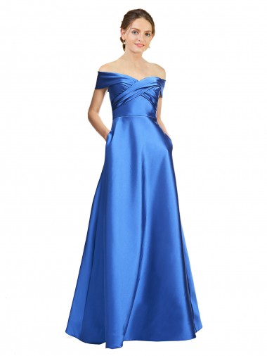 Cheap Sleeveless Off the Shoulder Ball Gown Formal Satin Bridesmaid Dress / Prom Dress Perth