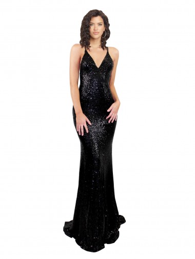 Cheap Sleek Fishtail Shaped Open Back Formal Sequin Bridesmaid Dress / Prom Dress Perth