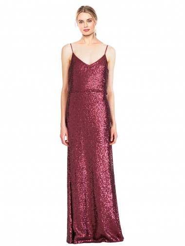 Cheap High Neck Halter Long Slim Formal Sequin Bridesmaid Dress / Prom Dress with V-Neck and Blouson Bodice Perth