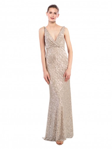 Cheap Faux Surplice V-Neck Slim Formal Sparkling Sequin Bridesmaid Dress / Prom Dress Perth