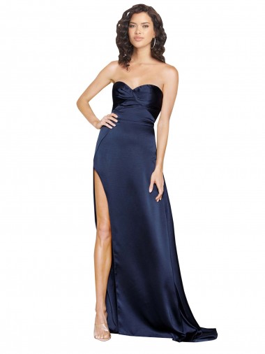 Cheap Knotted Sweetheart Formal Silky Satin Bridesmaid Dress / Prom Dress with High Side Split Perth