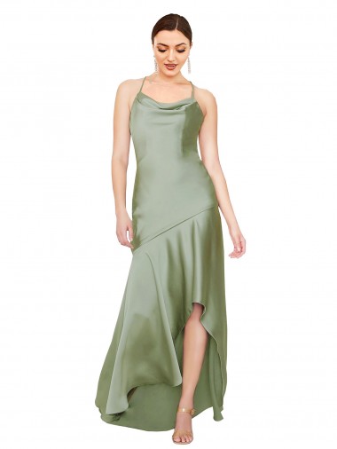 Cheap Formal Silky Satin Bridesmaid Dress / Prom Dress with Bias Cut Skirt Perth