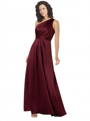 Cheap One Shoulder Formal Silky Satin Bridesmaid Dress / Prom Dress with Subtle Pleats Perth