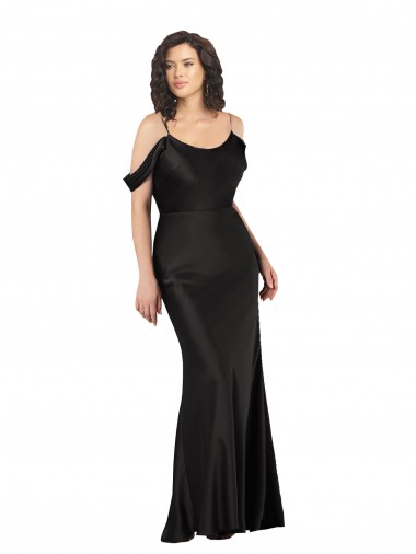 Cheap Off the Shoulder Sleeves Formal Silky Satin Bridesmaid Dress / Prom Dress with Skirt Slit Perth