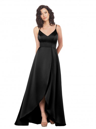 Cheap High Low V-Neckline Formal Silky Satin Tulip Bridesmaid Dress / Prom Dress with Wrap Skirt Perth