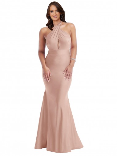 Cheap Criss Cross Halter Open Back Formal Silky Satin Mermaid Bridesmaid Dress / Prom Dress Perth