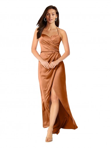 Cheap Faux-Wrap Skirt Formal Silky Satin Bridesmaid Dress / Prom Dress Perth