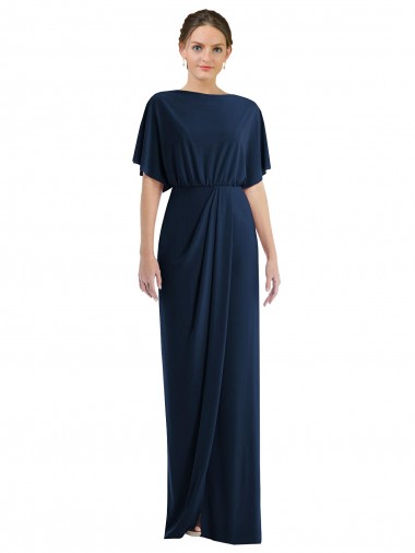Cheap Open Back Short Sleeves Draped Tulip Skirt Maxi Spandex Bridesmaid Dress / Prom Dress Perth