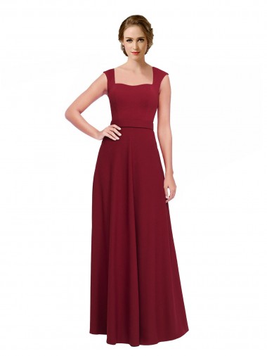 Cheap Square Neck Subtle Cap Sleeeves Crepe Bridesmaid Dress / Prom Dress Perth