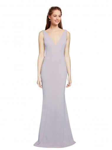 Cheap Cut-Out Back V-Neckline Mermaid Formal Crepe Bridesmaid Dress / Prom Dress Keyhole Back Perth