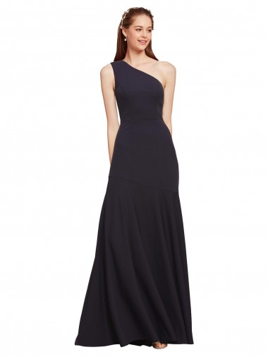 Cheap Fit and Flare Formal Crepe Bridesmaid Dress / Prom Dress with One Shoulder Perth