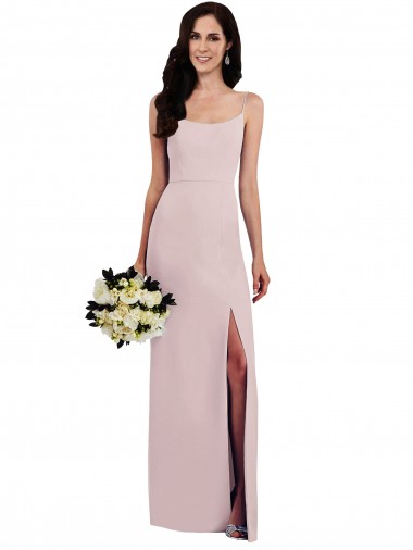 Cheap Spaghetti Strap V Back Formal Crepe Bridesmaid Dress / Prom Dress with Front Slit Perth