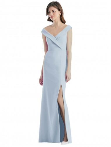 Cheap Romantic Off the Shoulder Long Maxi Bridesmaid Dress with Side Slit Perth