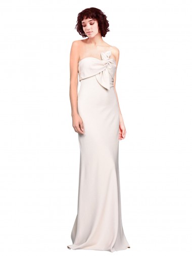 Cheap Strapless Crepe Fitted Bridesmaid Dress / Prom Dress with Twist Bow Perth