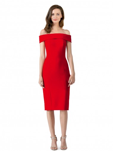 Cheap Off the Shoulder Square Neck Cocktail Length Bridesmaid Dress / Prom Homecoming Dress Perth