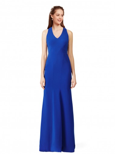 Cheap Halter V-Neck Long A-Line Formal Crepe Bridesmaid Dress / Prom Dress Perth