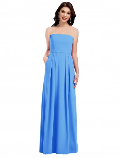 Cheap Strapless Pleated Skirt Crepe Bridesmaid Dress / Prom Dress with Pockets Perth