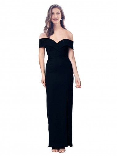 Cheap Off the Shoulder Long Full Length Formal Crepe Bridesmaid Dress / Prom Dress with Side Split Perth