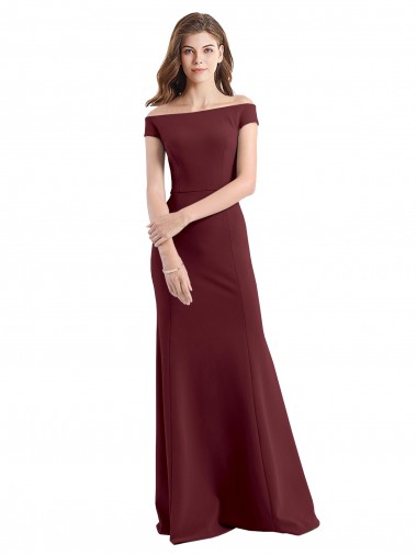 Cheap Off the Shoulder Fit and Flare Stretch Crepe Bridesmaid Dress / Prom Dress Perth