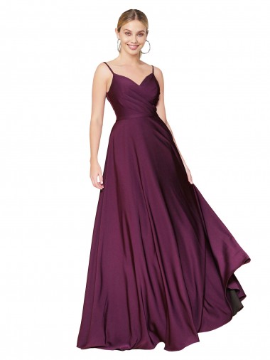 Cheap High Neck Spaghetti Straps Long V-Back Formal Crepe Bridesmaid Dress / Prom Dress Perth