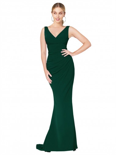 Cheap V-Neck Floor Length Long Formal Crepe Mermaid Bridesmaid Dress / Prom Dress Perth