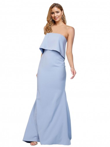 Cheap Strapless Full Length Formal Crepe Bridesmaid Dress / Prom Dress with Bodice Overlay Perth