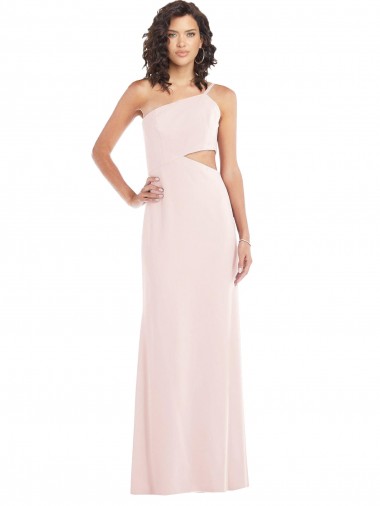 Cheap Flirty One Shoulder Midriff Cutout Maxi Formal Crepe Bridesmaid Dress / Prom Dress Perth