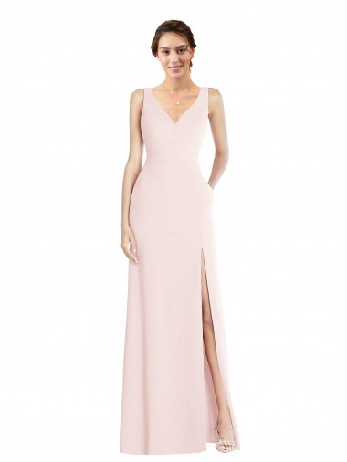 Cheap Square Neck Low Back A-Line Bridesmaid Dress / Prom Dress with Front Slit and Pockets Perth
