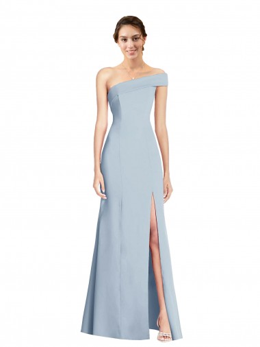Cheap Asymmetrical Off the Shoulder Cuff Trumpet Formal Crepe Bridesmaid Dress / Prom Dress With Front Slit Perth