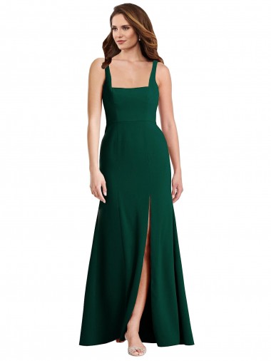 Cheap Square Neck Trumpet Maxi Bridesmaid Dress / Prom Dress with Front Slit Perth