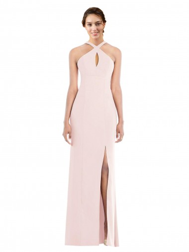 Cheap Criss Cross Halter Princess Line Trumpet Formal Crepe Bridesmaid Dress / Prom Dress Perth