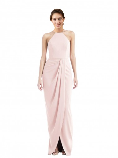 Cheap Halter Draped Tulip Skirt Maxi Bridesmaid Dress / Prom Dress Perth