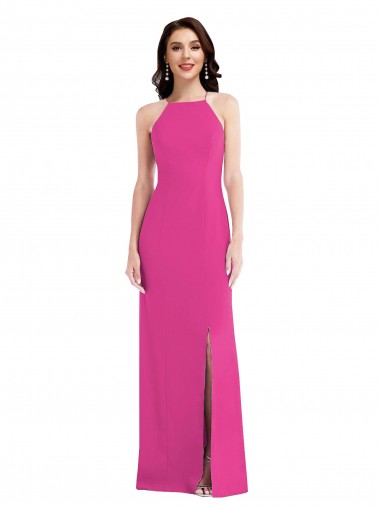 Cheap Open Back High Neck Halter Trumpet Formal Crepe Bridesmaid Dress / Prom Dress Perth