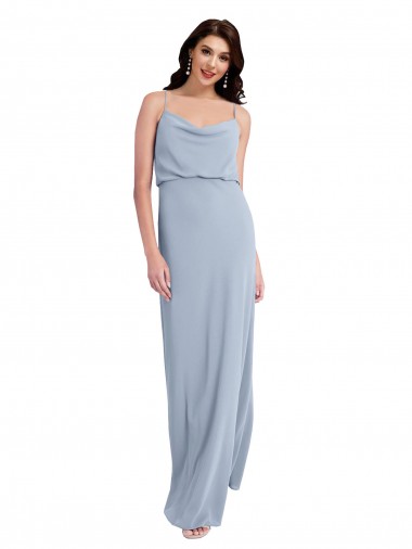 Cheap Draped Cowl Neck Long Formal Crepe Bridesmaid Dress / Prom Dress with Spaghetti Straps Perth